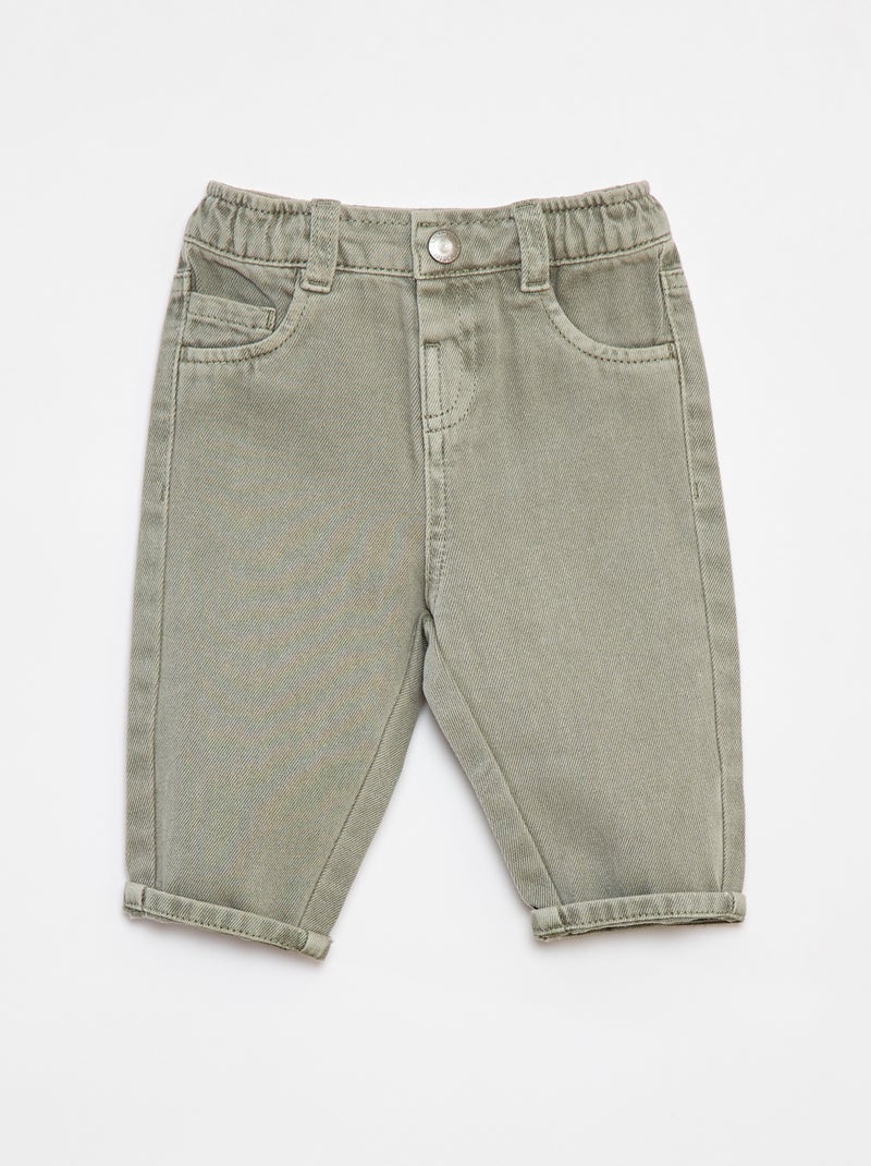 Pantalón de sarga paperbag 3/4 Verde - Kiabi