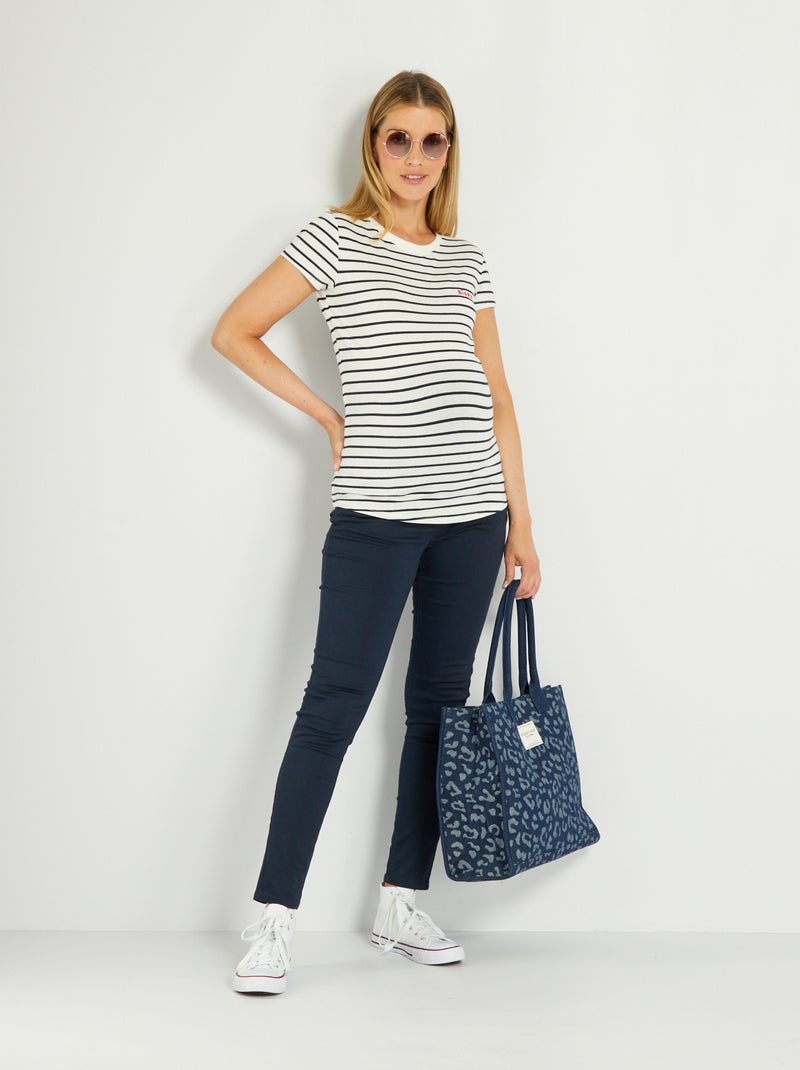 Pantalón de sarga premamá AZUL - Kiabi