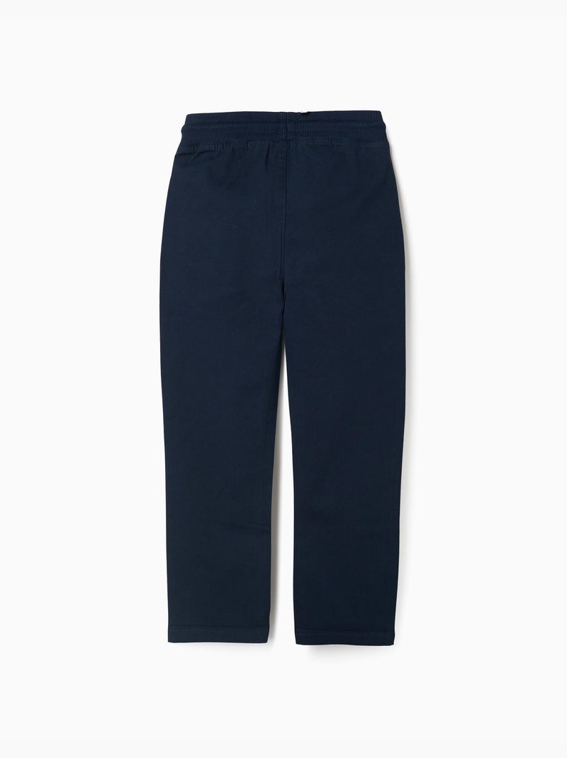 Pantalón de sarga recto con cordón Azul oscuro - Kiabi