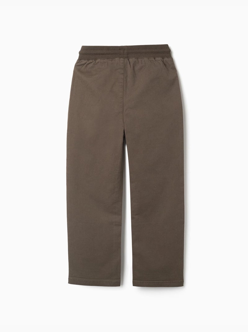 Pantalón de sarga recto con cordón Verde oscuro - Kiabi