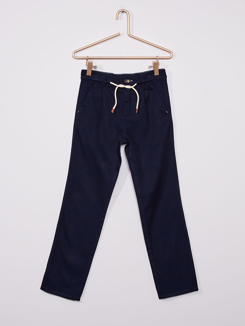 Pantalón de sarga vaporoso azul - Kiabi