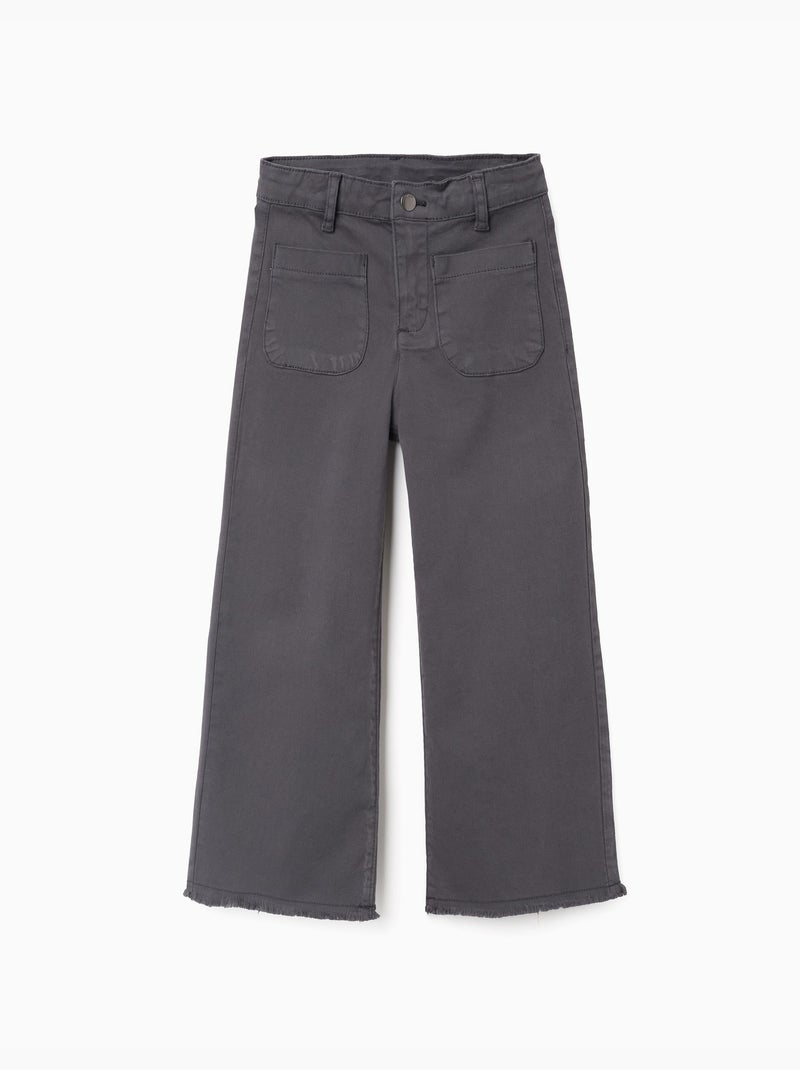 Pantalón de sarga wide leg con bolsillos B&S Gris oscuro - Kiabi