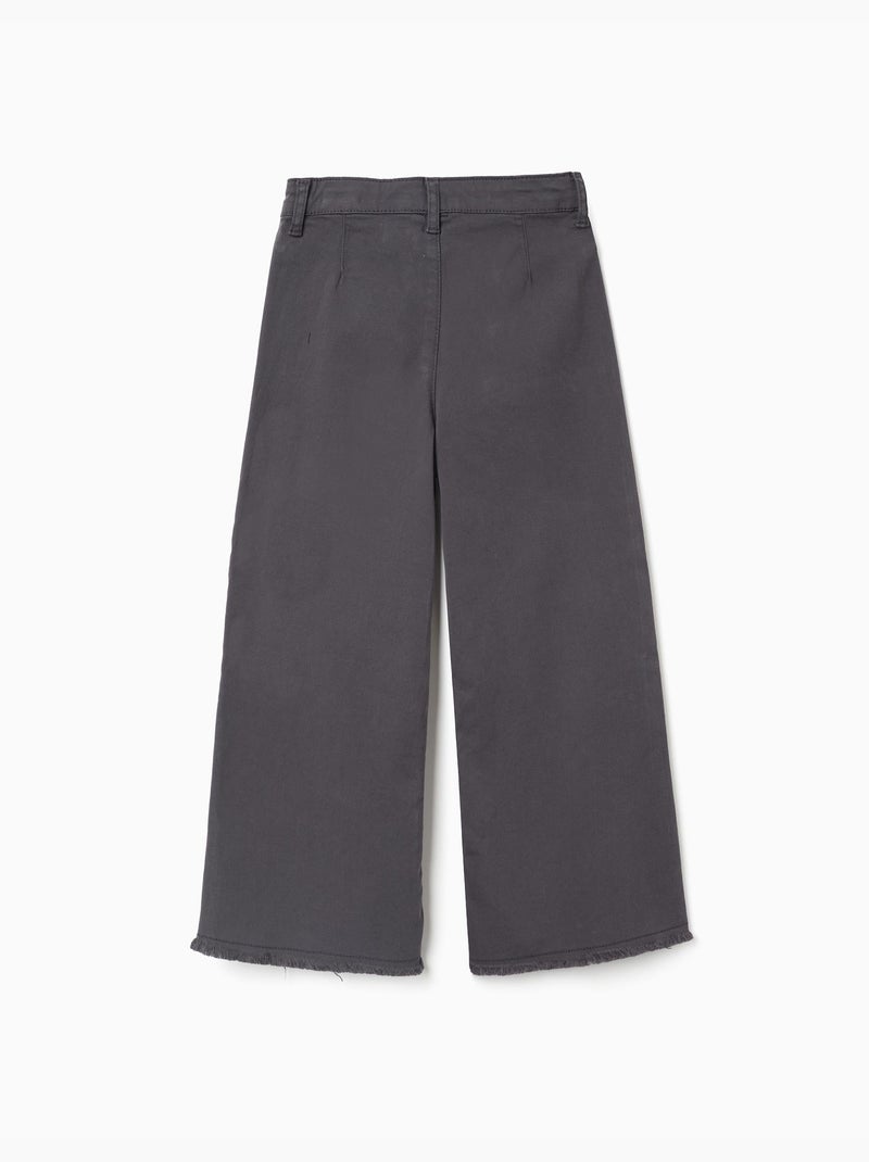 Pantalón de sarga wide leg con bolsillos B&S Gris oscuro - Kiabi