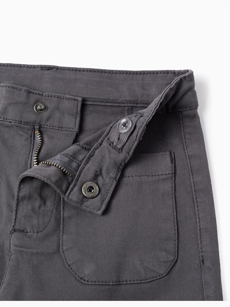 Pantalón de sarga wide leg con bolsillos B&S Gris oscuro - Kiabi