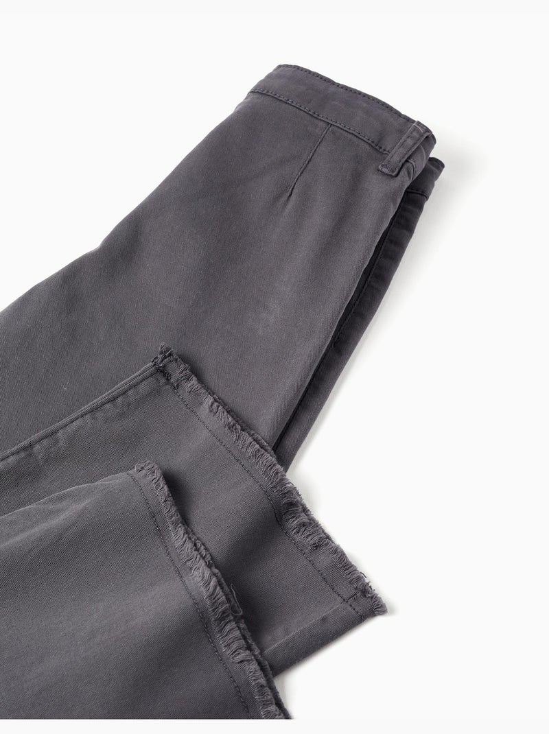 Pantalón de sarga wide leg con bolsillos B&S Gris oscuro - Kiabi