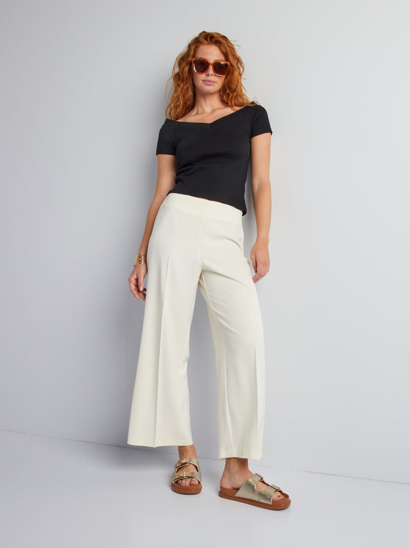 Pantalón de sastre de tiro alto BLANCO - Kiabi