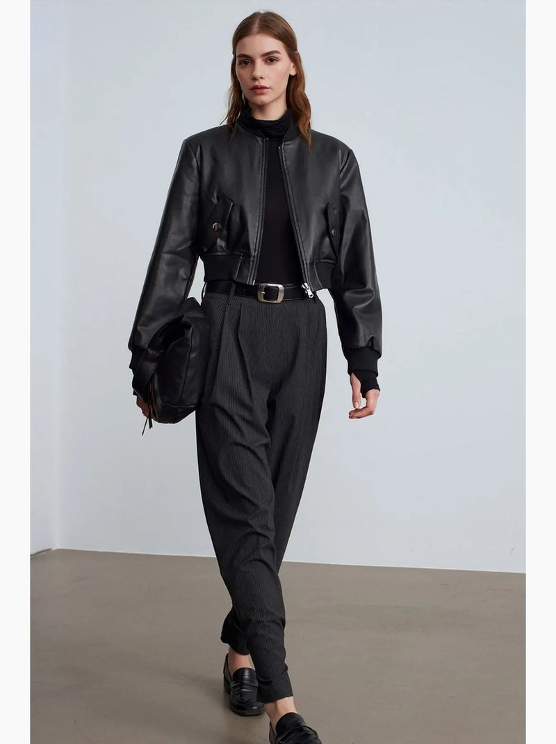 Pantalón de sastre de tiro alto con pinzas dilvin Gris oscuro - Kiabi