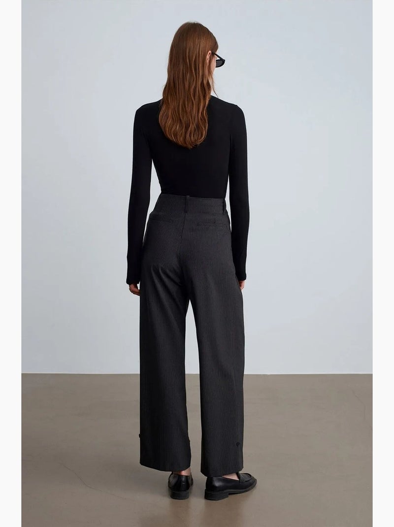 Pantalón de sastre de tiro alto con pinzas dilvin Gris oscuro - Kiabi