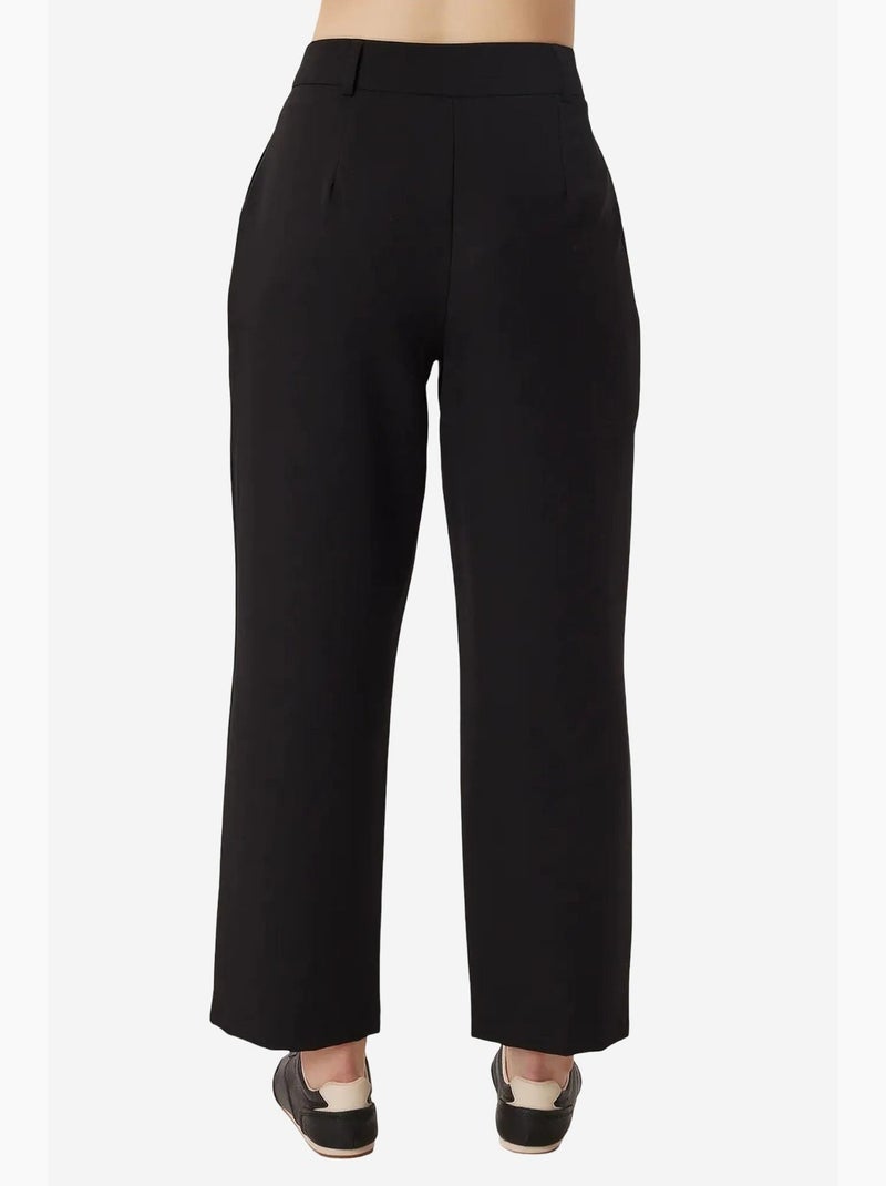 Pantalón de sastrería de tiro alto con cinturón istanbul Negro - Kiabi