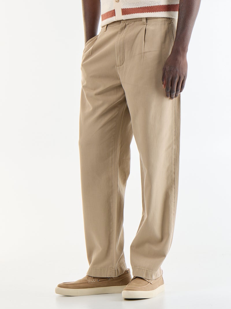 Pantalón de tacto suave Beige - Kiabi