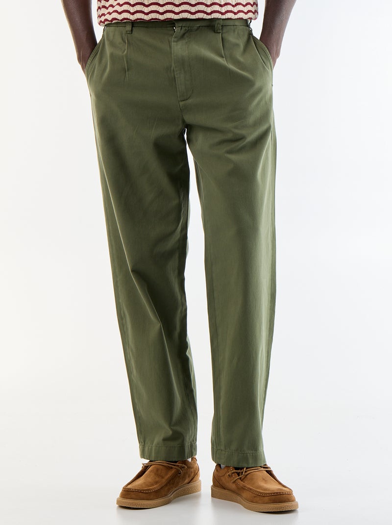 Pantalón de tacto suave Kaki - Kiabi