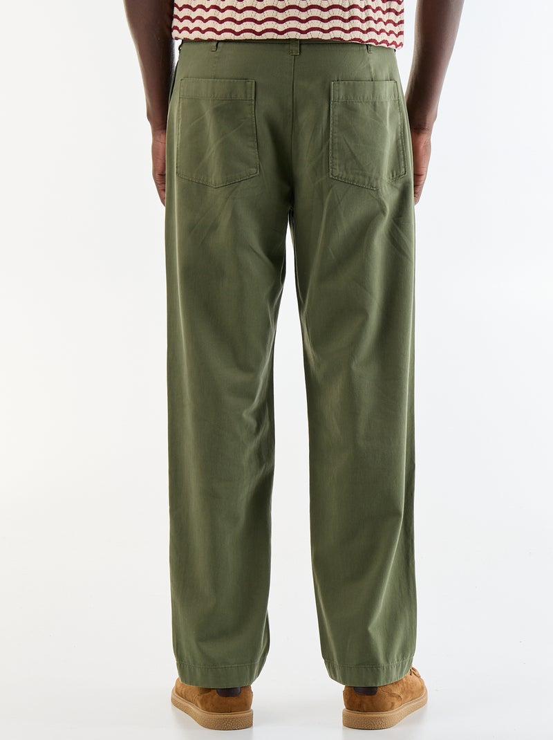 Pantalón de tacto suave Kaki - Kiabi