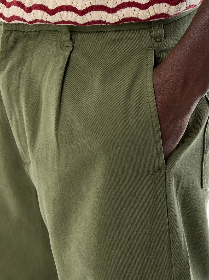 Pantalón de tacto suave Kaki - Kiabi