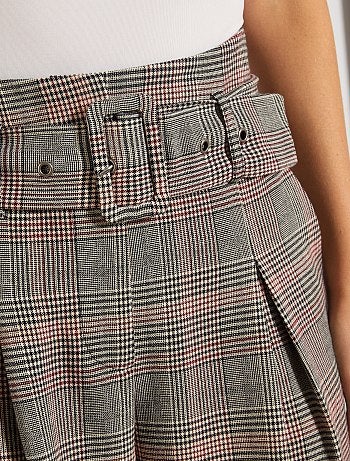 Pantalón de talle alto con cinturón - Kiabi