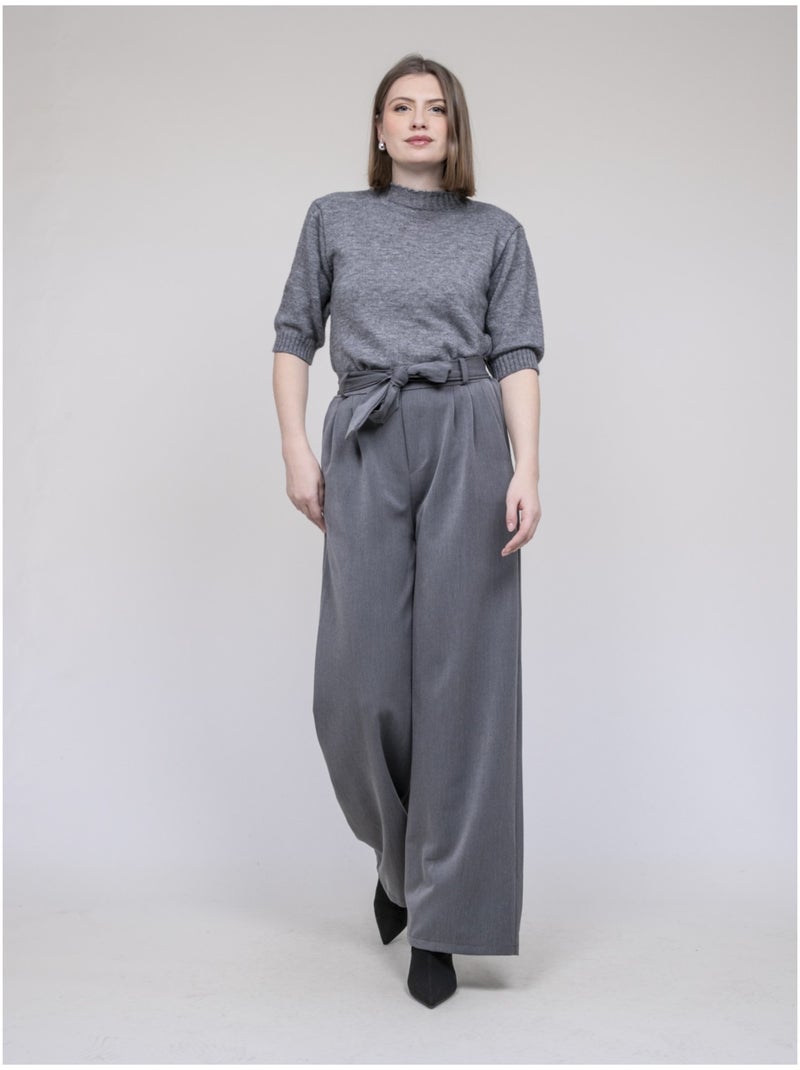 Pantalón de talle alto EDERINA Gris - Kiabi