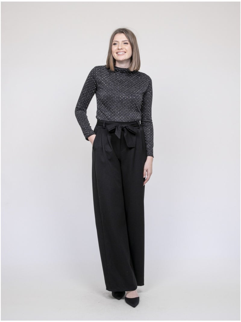 Pantalón de talle alto EDERINA Negro - Kiabi