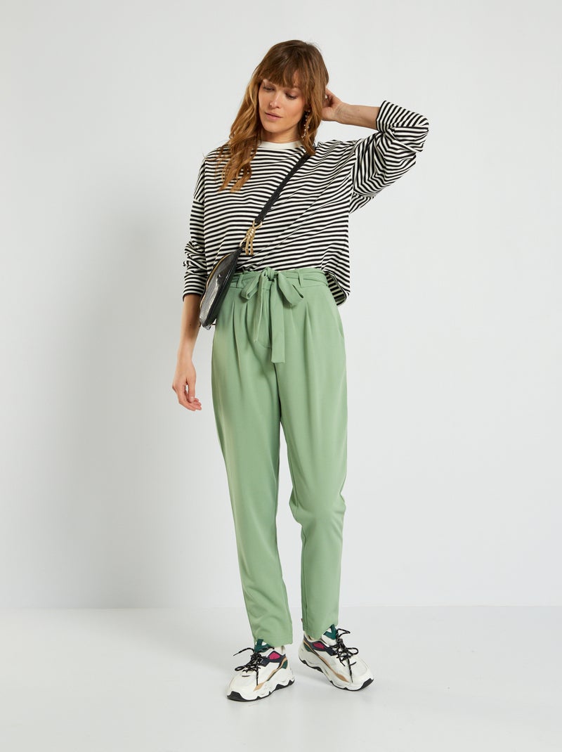 Pantalón de talle alto 'JDY' VERDE - Kiabi