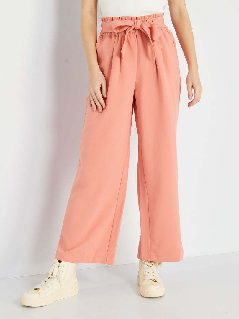 Pantalón de talle alto NARANJA - Kiabi