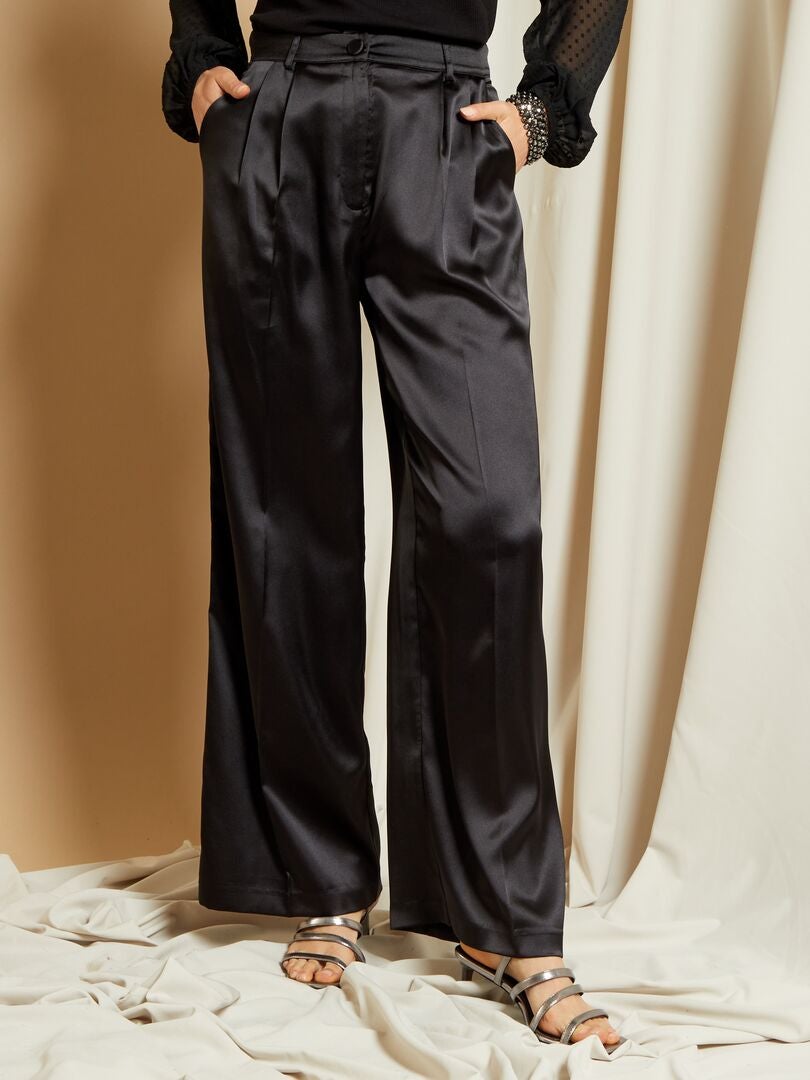 Pantalón de talle alto tipo sastre - negro - Kiabi - 25.00€