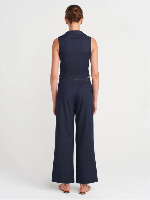 Pantalón de tejido con pernera ancha y cintura con cordón dilvin - Kiabi Pantalón de tejido con pernera ancha y cintura con cordón dilvin - Kiabi