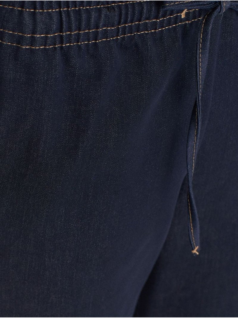 Pantalón de tejido con pernera ancha y cintura con cordón dilvin Azul marino - Kiabi