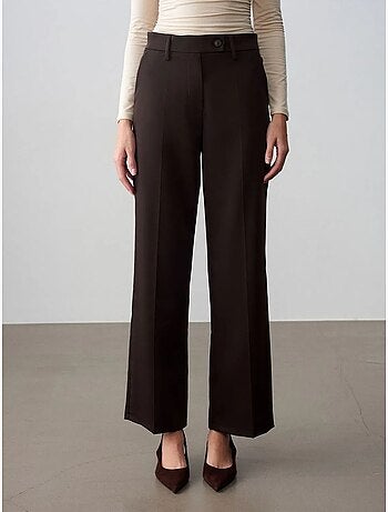 Pantalón de tejido de pernera ancha y tiro medio dilvin