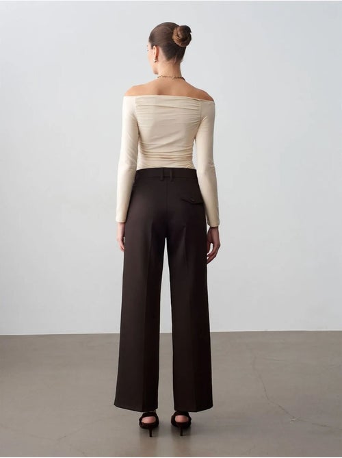 Pantalón de tejido de pernera ancha y tiro medio dilvin - Kiabi Pantalón de tejido de pernera ancha y tiro medio dilvin - Kiabi