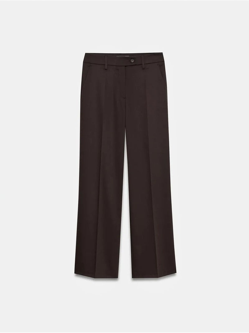 Pantalón de tejido de pernera ancha y tiro medio dilvin Marrón oscuro - Kiabi