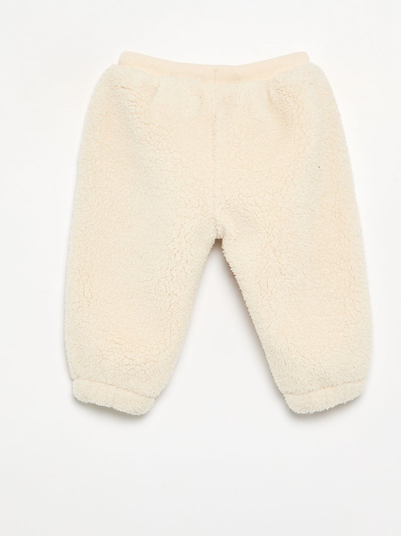 Pantalón de tejido efecto borreguito Beige - Kiabi