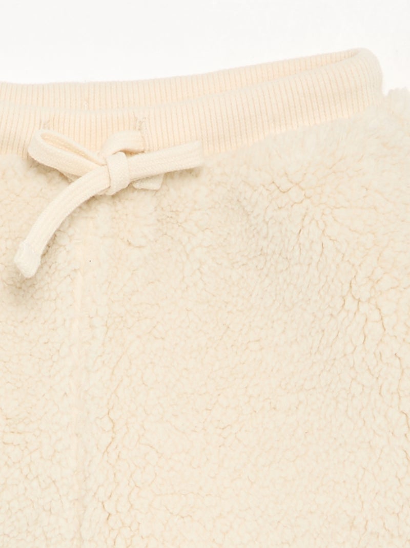 Pantalón de tejido efecto borreguito Beige - Kiabi