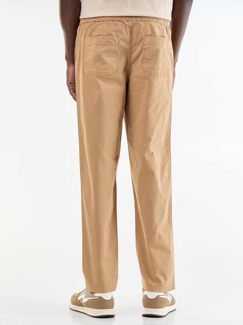 Pantalón de tejido efecto piel de melocotón Beige - Kiabi