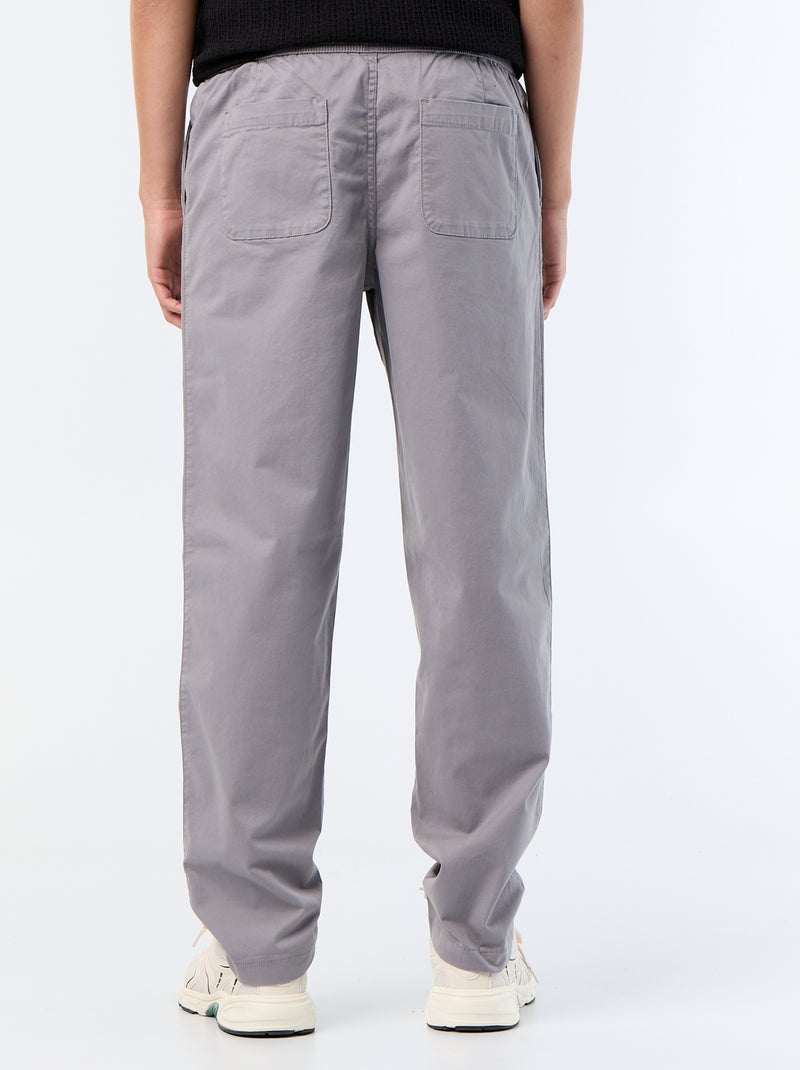Pantalón de tejido efecto piel de melocotón Gris - Kiabi