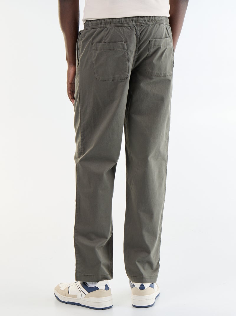 Pantalón de tejido efecto piel de melocotón Kaki - Kiabi