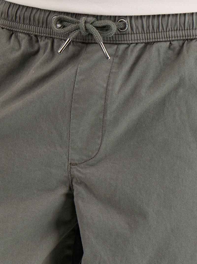 Pantalón de tejido efecto piel de melocotón Kaki - Kiabi
