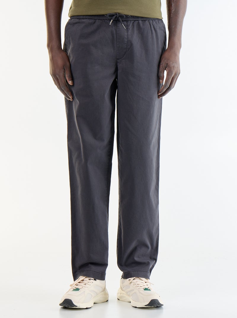 Pantalón de tejido efecto piel de melocotón Negro - Kiabi