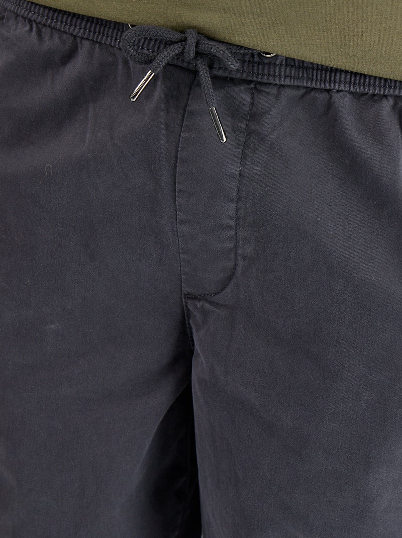 Pantalón de tejido efecto piel de melocotón Negro - Kiabi