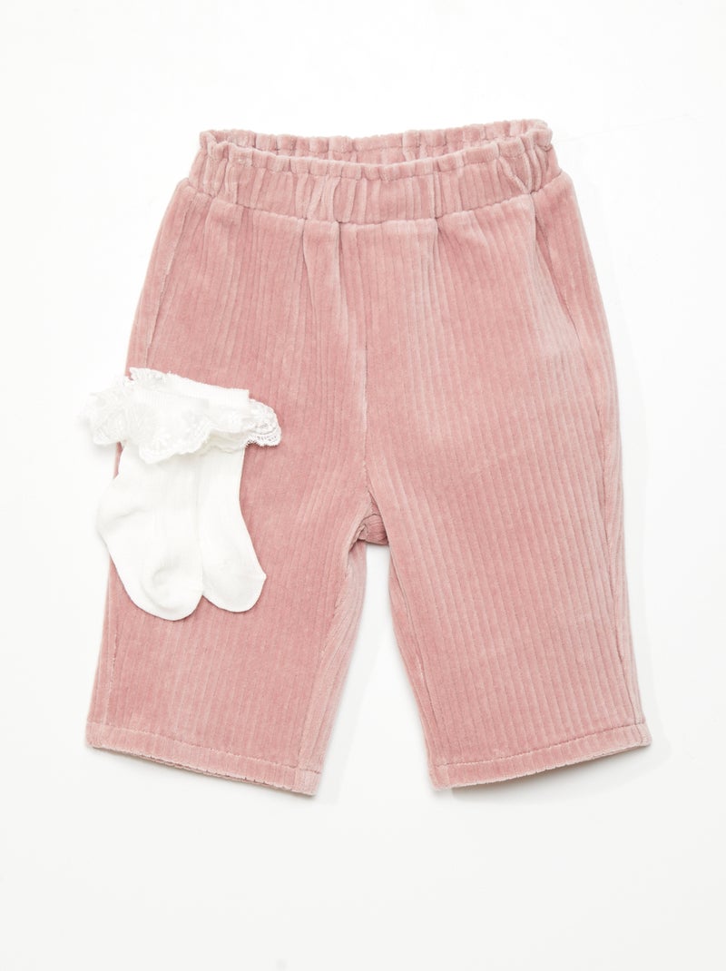 Pantalón de terciopelo + calcetines  - 2 piezas ROSA - Kiabi