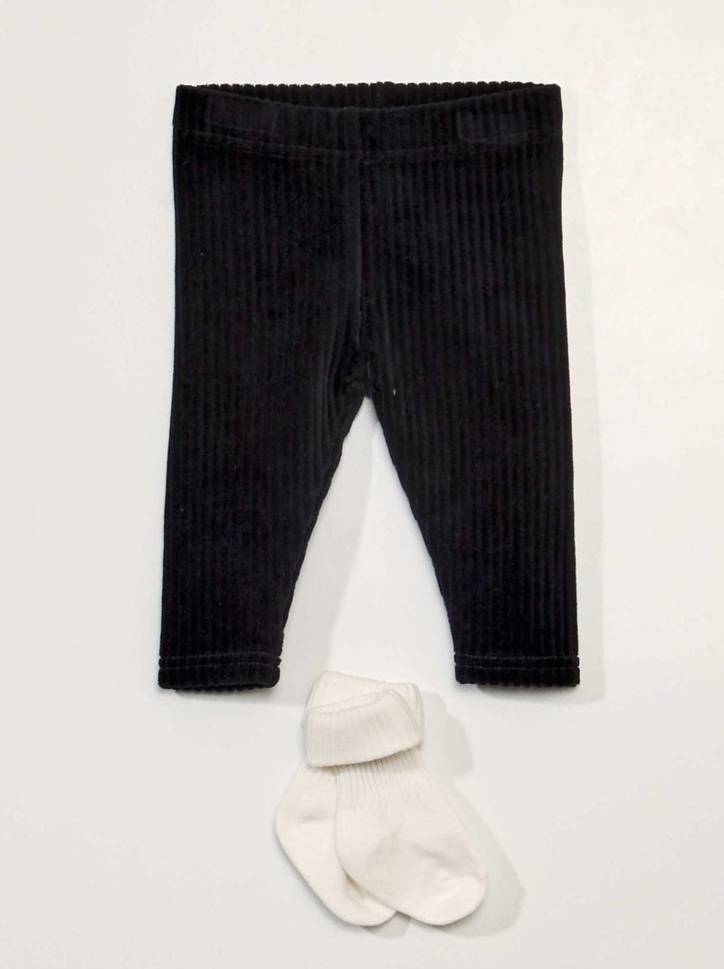 Pantalón de terciopelo + calcetines negro - Kiabi