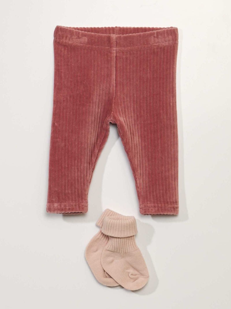 Pantalón de terciopelo + calcetines ROSA - Kiabi