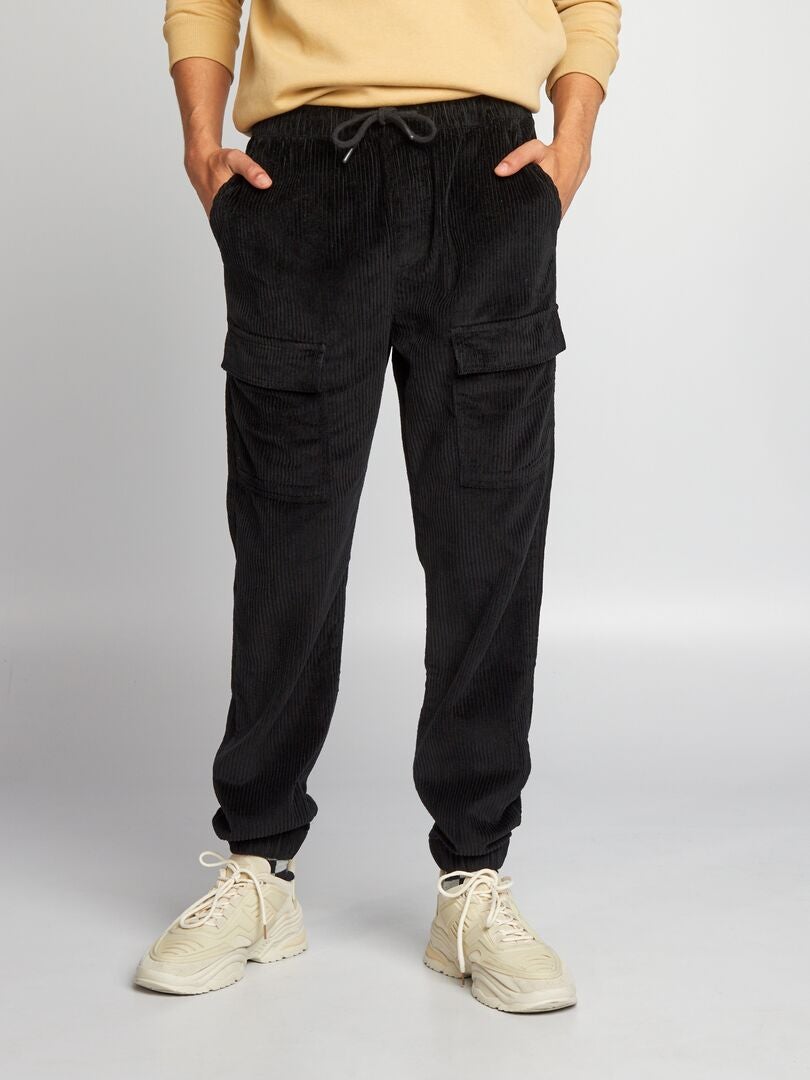 Pantalón de terciopelo con bolsillos negro - Kiabi