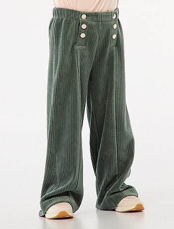 Pantalón de terciopelo con doble abertura de botones a presión - colección fácil de poner