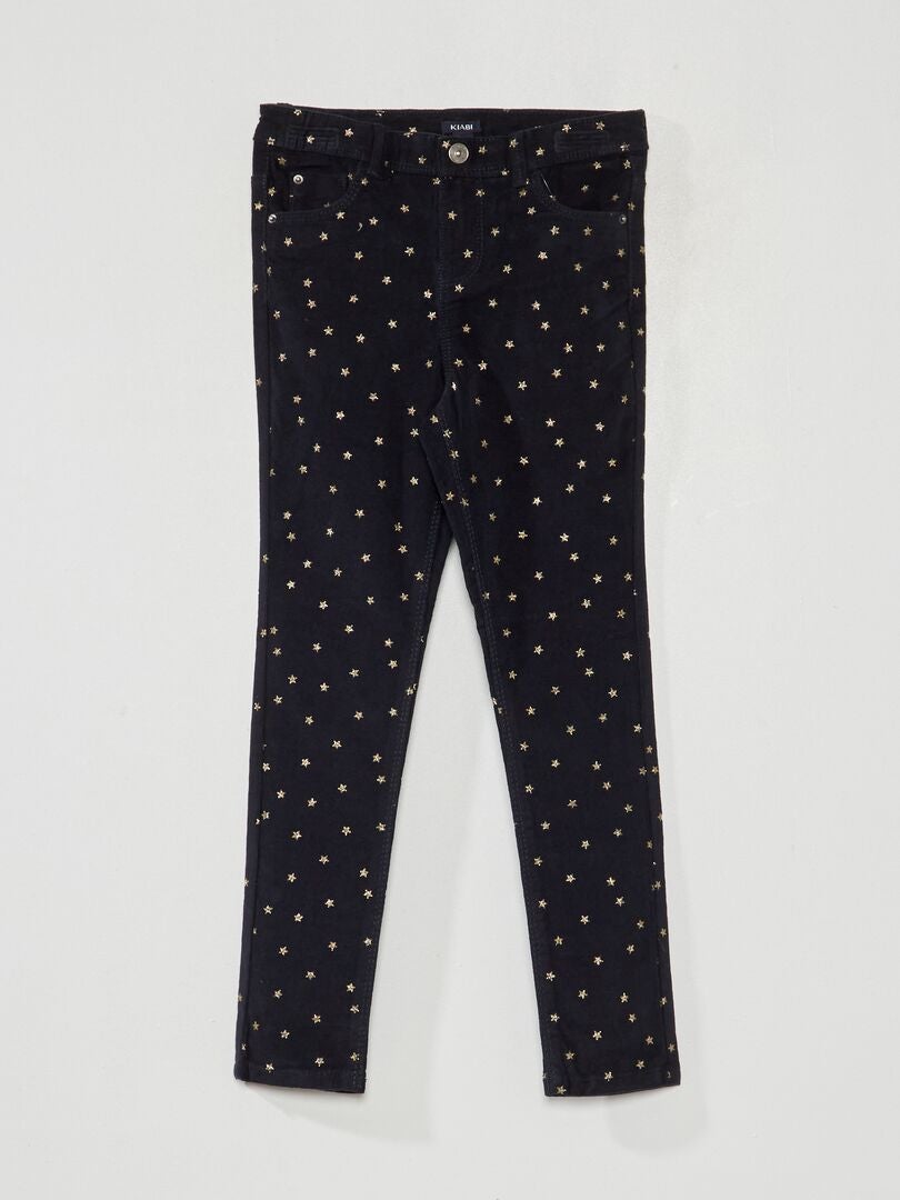 Pantalón de terciopelo con estrellas AZUL - Kiabi