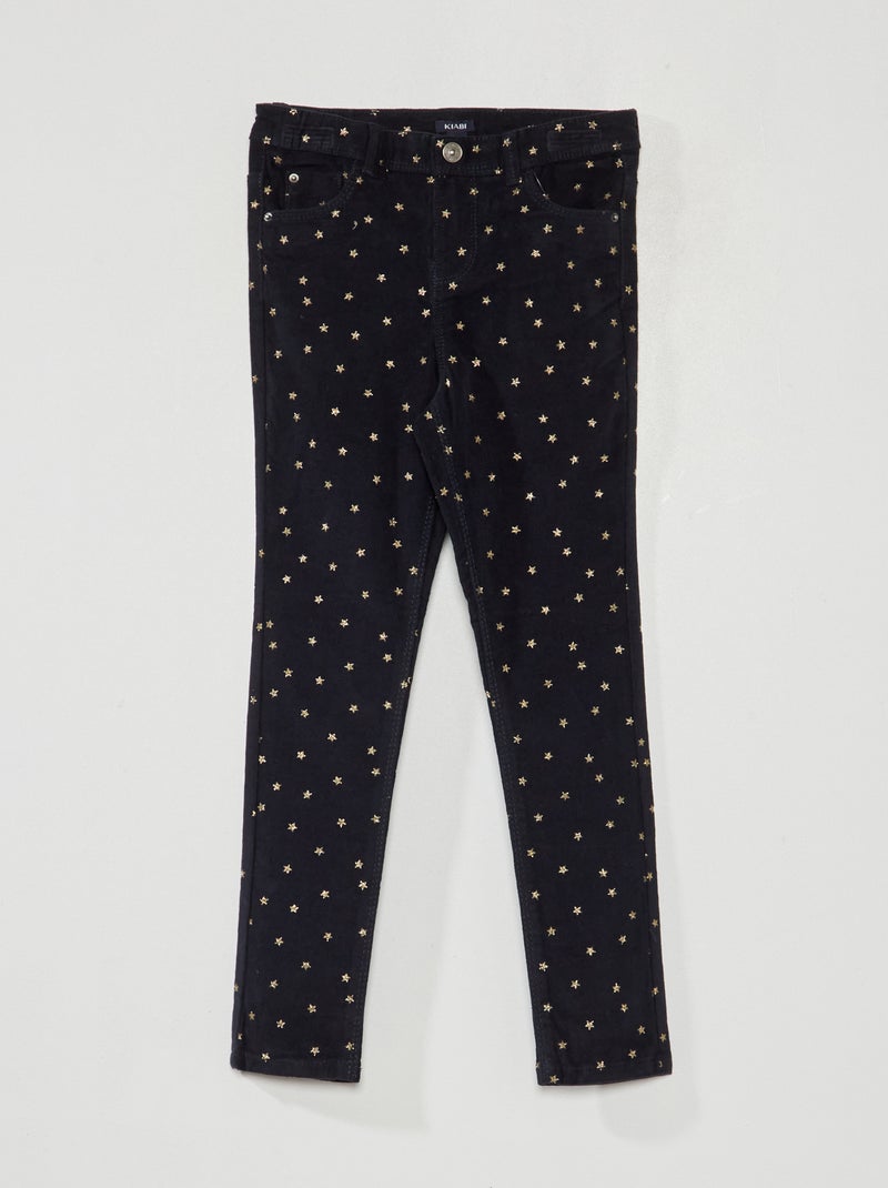 Pantalón de terciopelo con estrellas AZUL - Kiabi