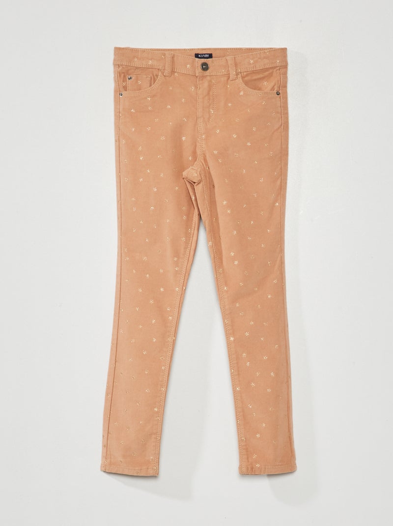 Pantalón de terciopelo con estrellas BEIGE - Kiabi