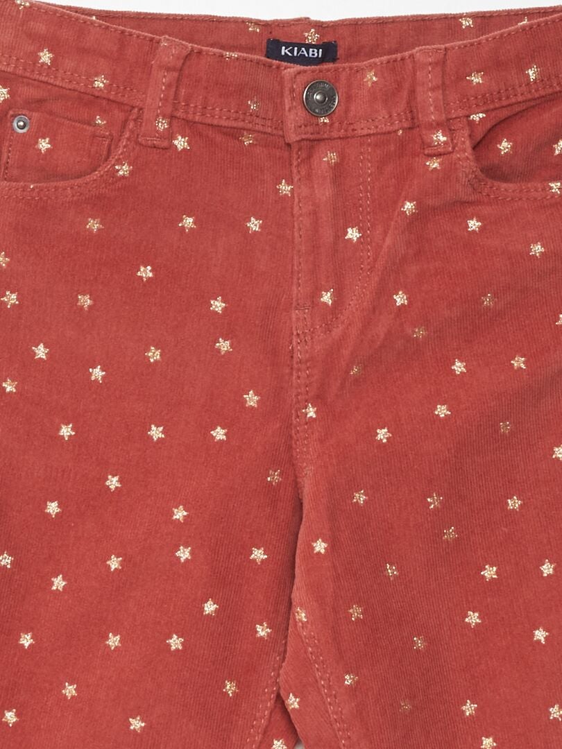 Pantalón de terciopelo con estrellas ROJO - Kiabi
