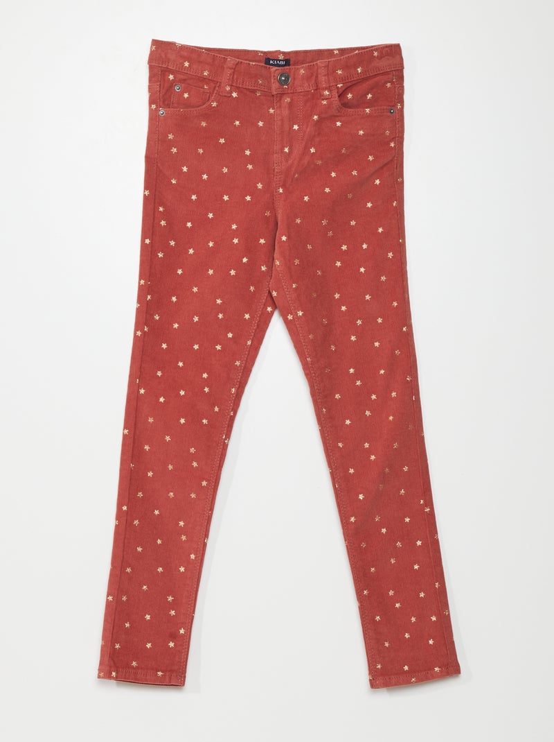 Pantalón de terciopelo con estrellas ROJO - Kiabi