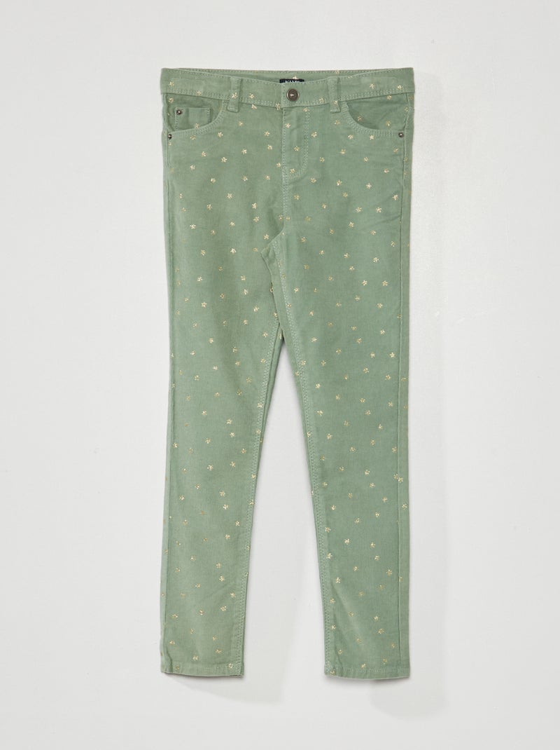Pantalón de terciopelo con estrellas VERDE - Kiabi