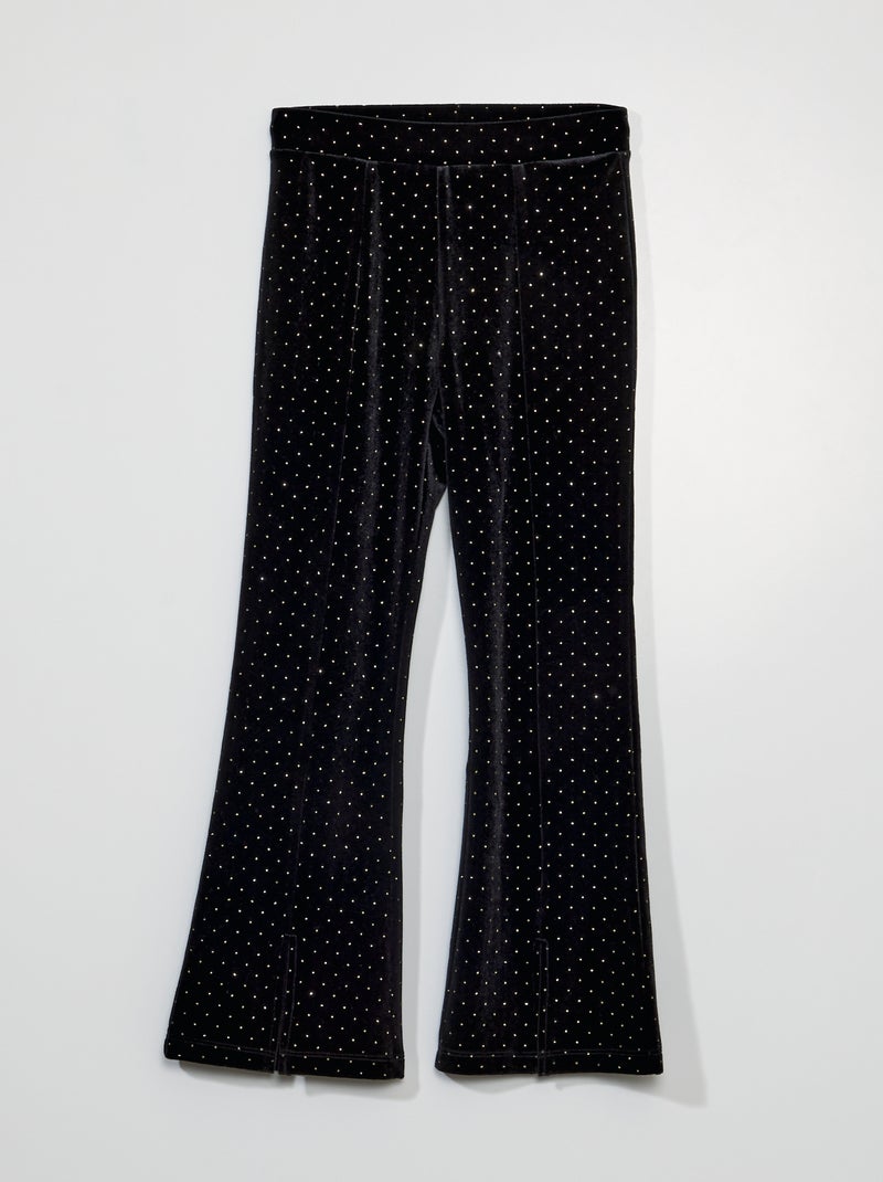 Pantalón de terciopelo con lunares dorados negro - Kiabi