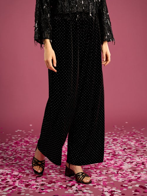 Pantalón de terciopelo con strass - Kiabi