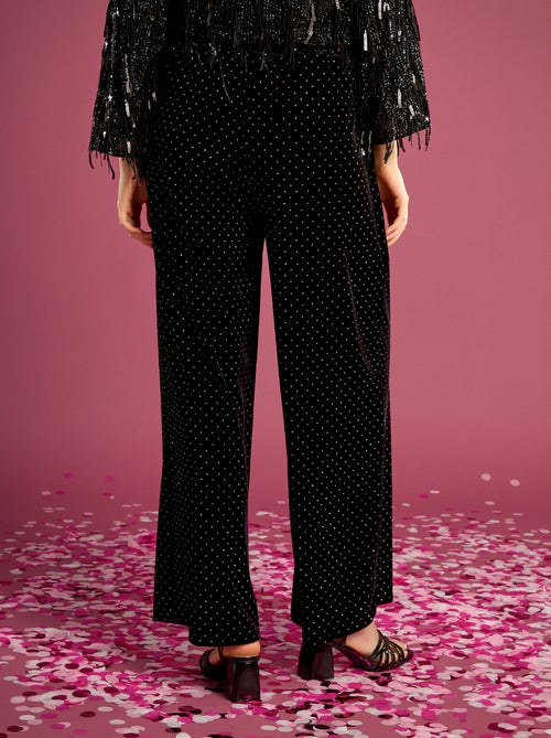 Pantalón de terciopelo con strass - Kiabi